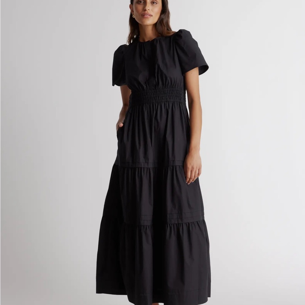 Quince Black Tiered Maxi Dress